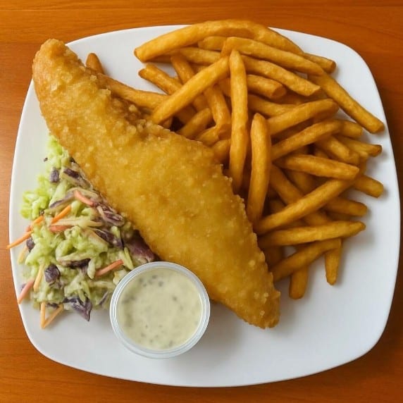 Haddock Fish Fry with Fries.
