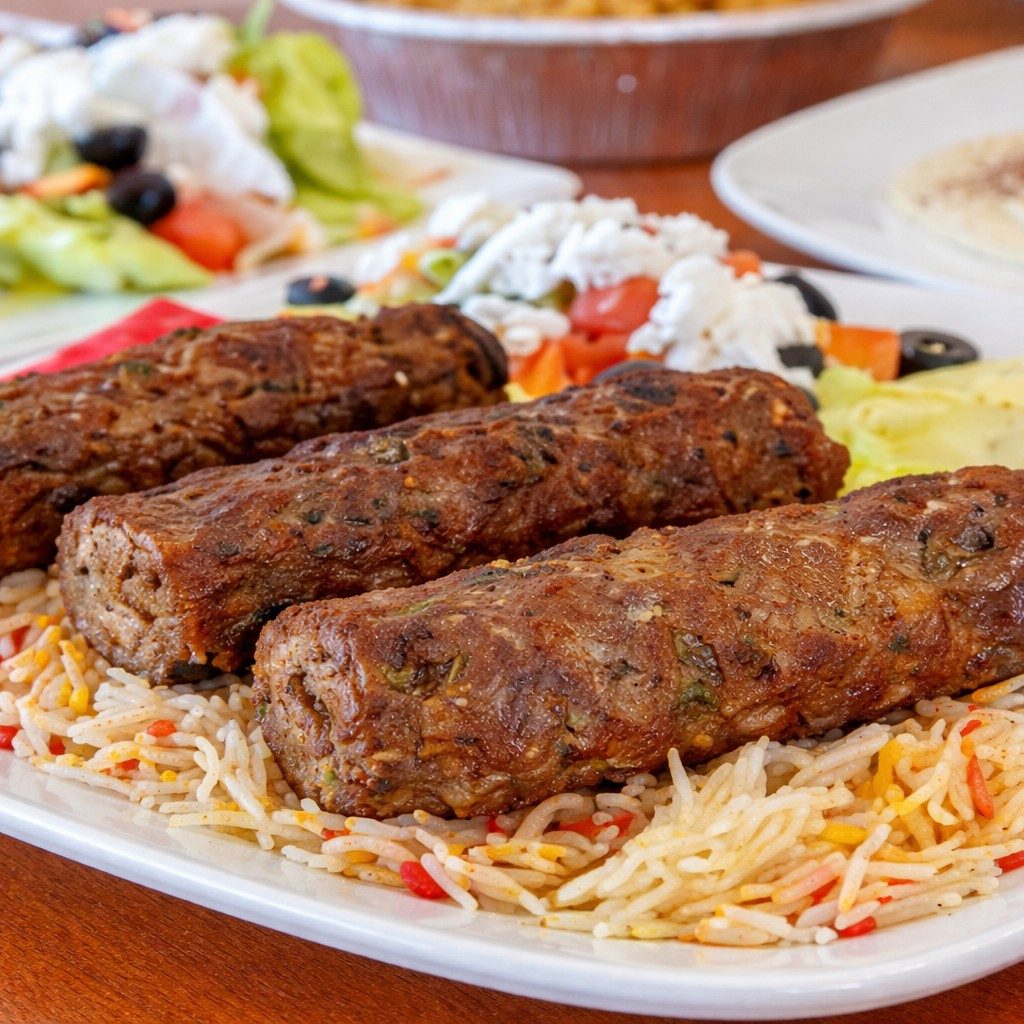 Chicken Seekh Kabab Over Rice.